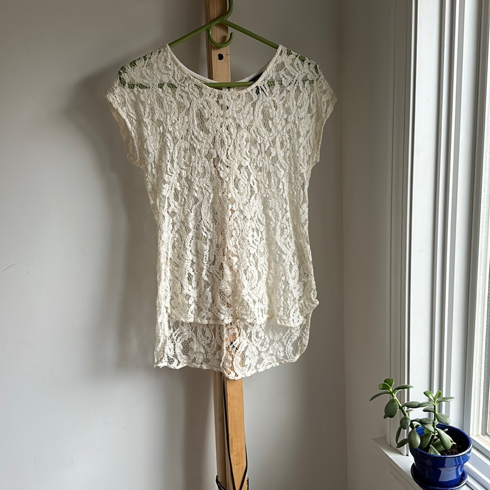 Babeau Cream/Off-White Lace Top, S